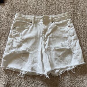 White Distressed Denim Shorts